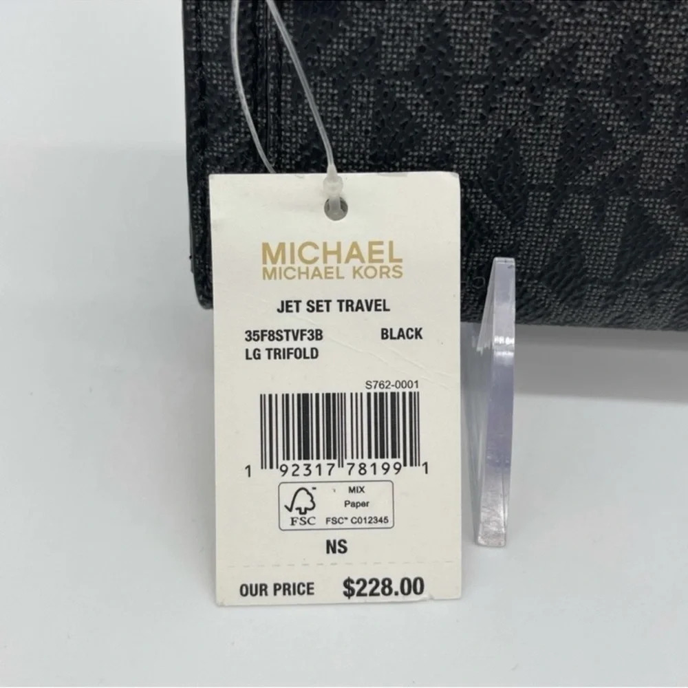 Michael Kors Trifold Wallet Black Signature - Picture 8 of 8